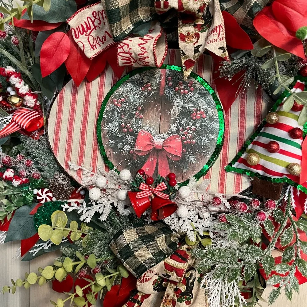 Charming Holiday Wreath with Red and Green Accents